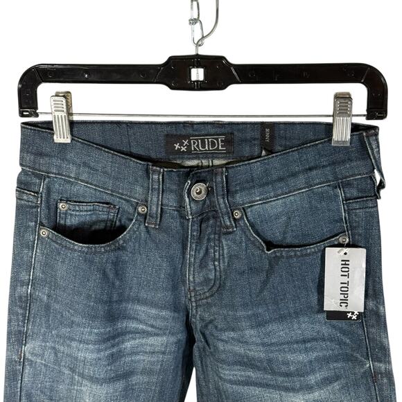 RUDE Hot Topic NWT Men's 26x30 Dark Vintage Core Skinny Jeans Stretch Denim - Picture 3 of 10